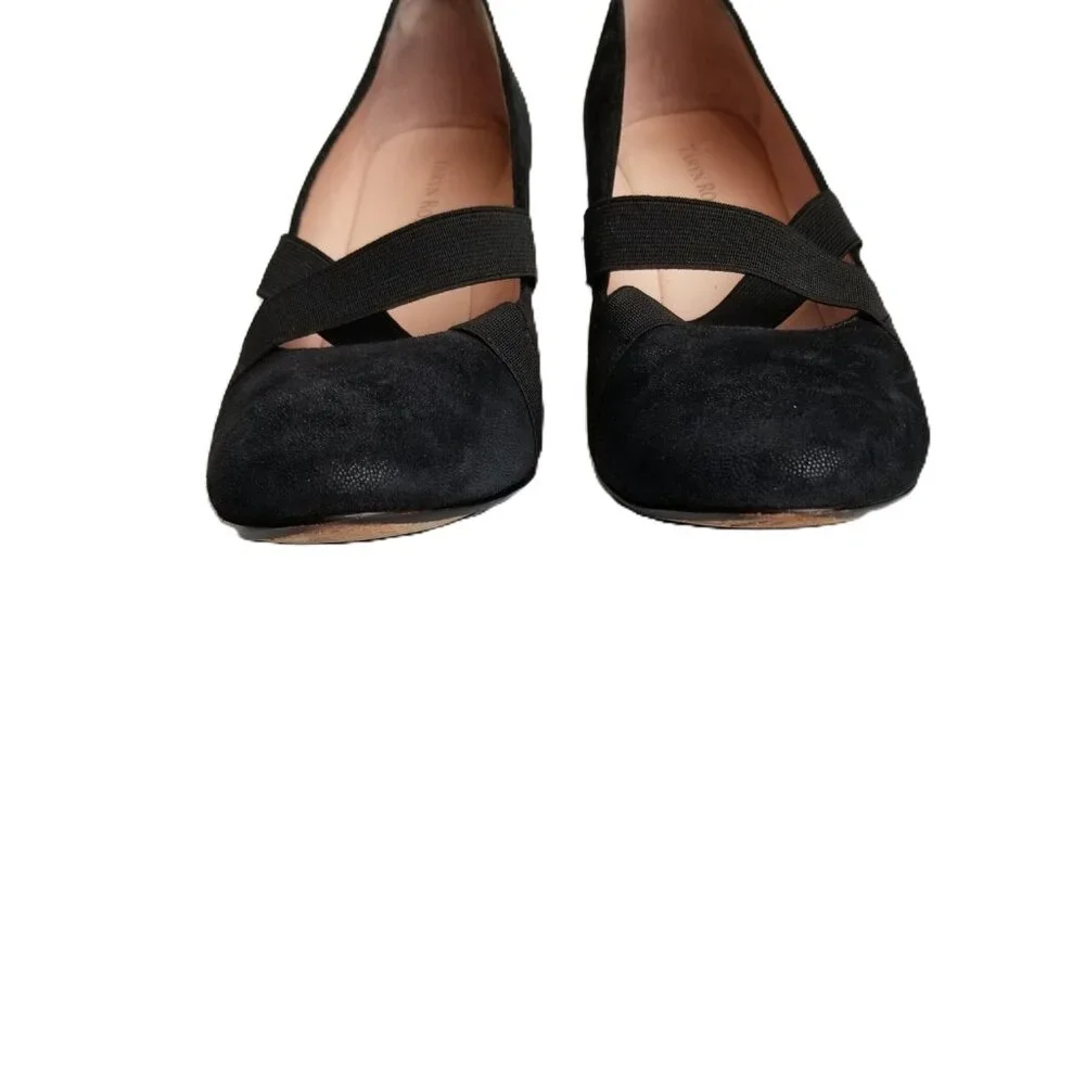 Taryn Rose Kimber Black Suede Wedge Pumps 7M Comfort Designer